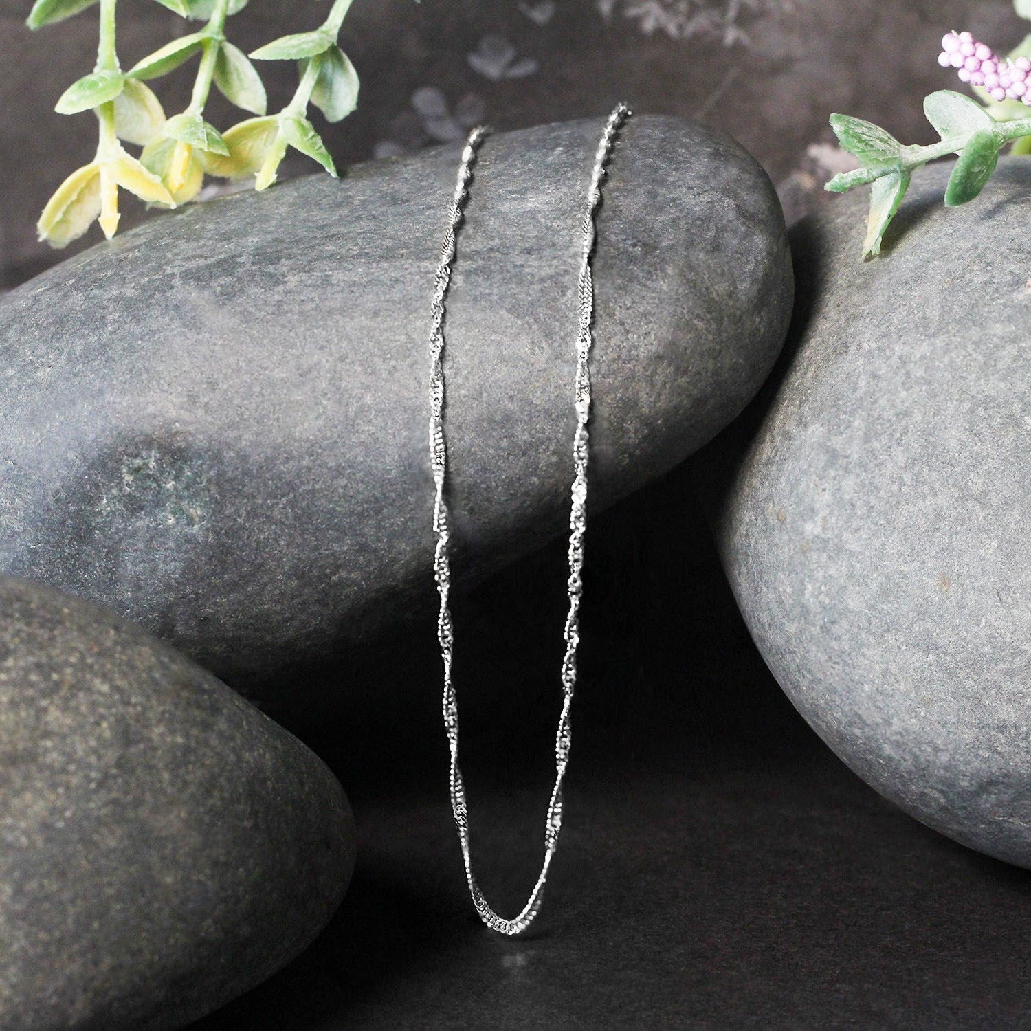 14k White Gold Singapore Chain (1.30 mm)
