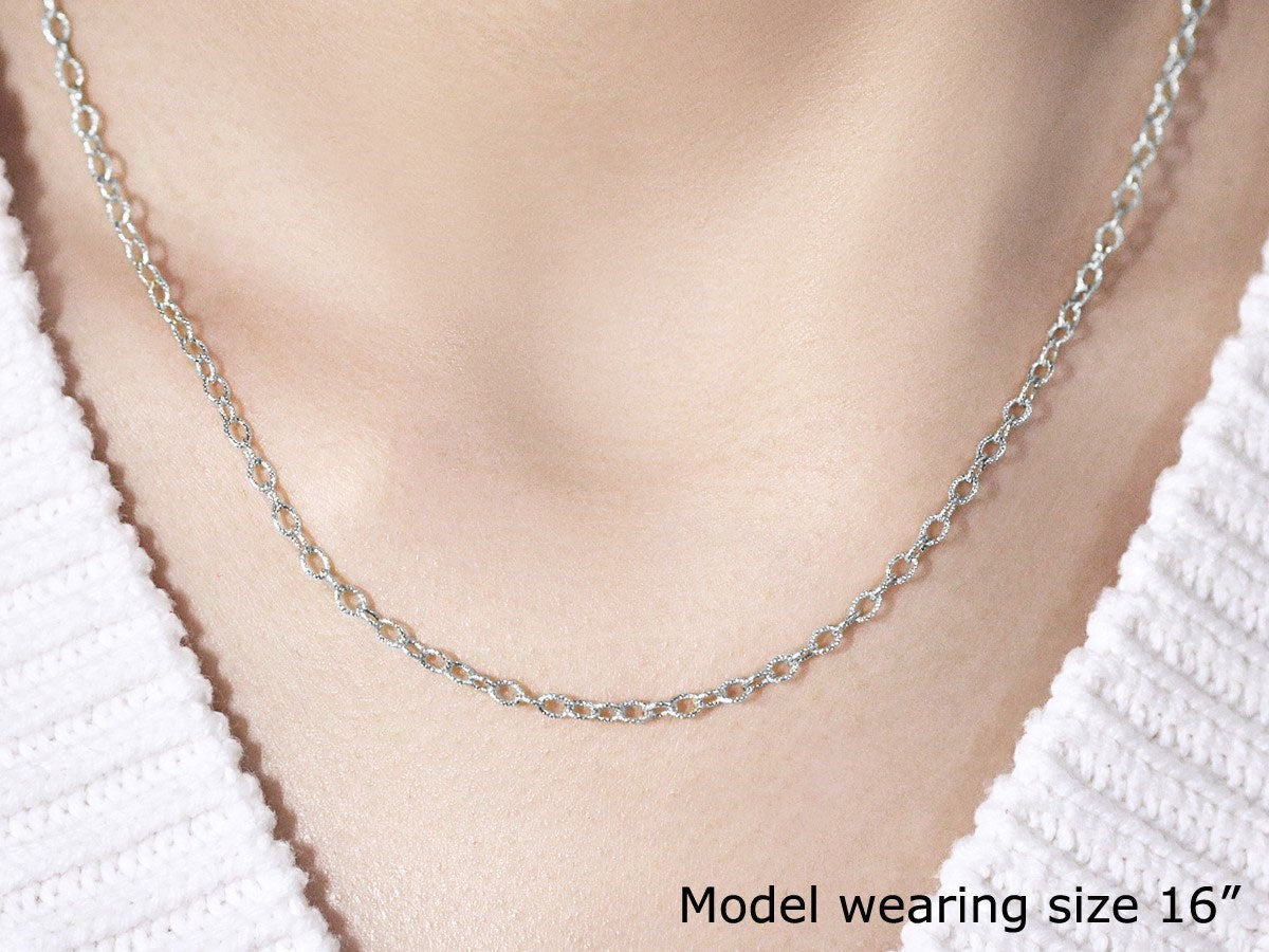 14k White Gold Pendant Chain with Textured Links (2.30 mm)
