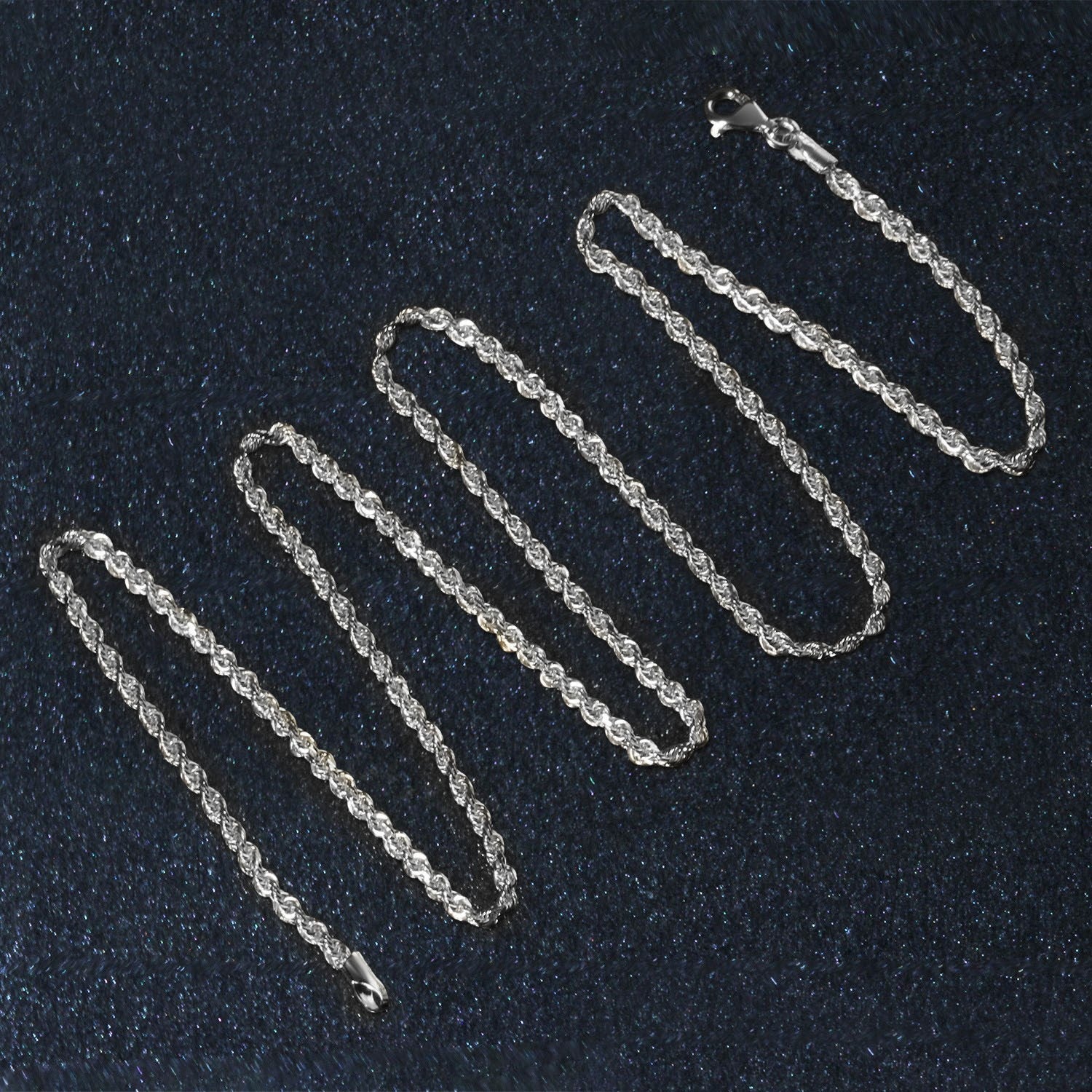 14k White Gold Solid Diamond Cut Rope Chain (2.00 mm)