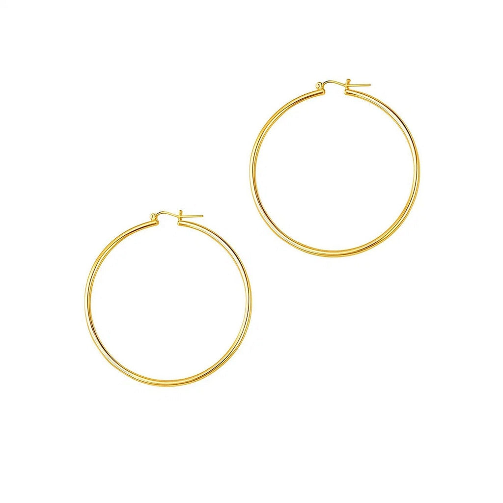 14k Yellow Gold Polished Hoop Earrings (1.5x45mm)