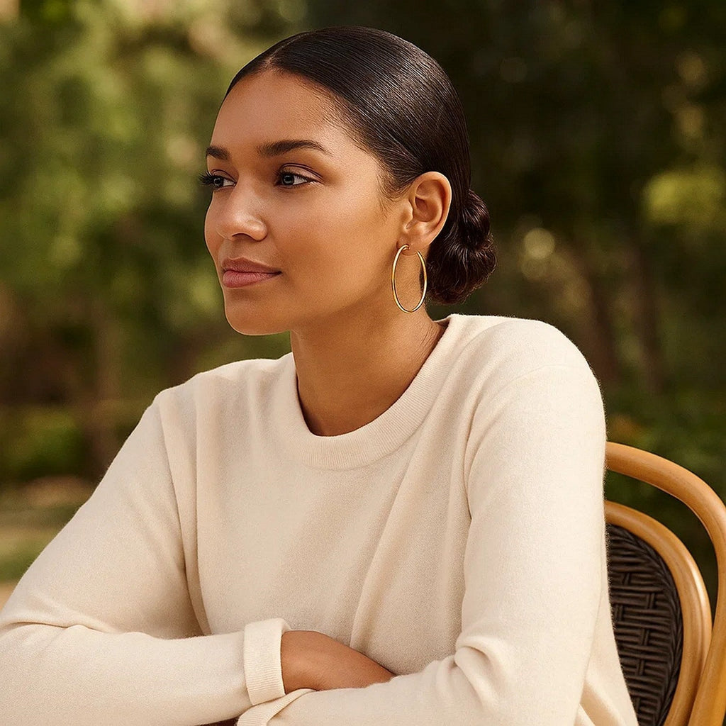 14k Yellow Gold Polished Hoop Earrings (1.5x45mm)