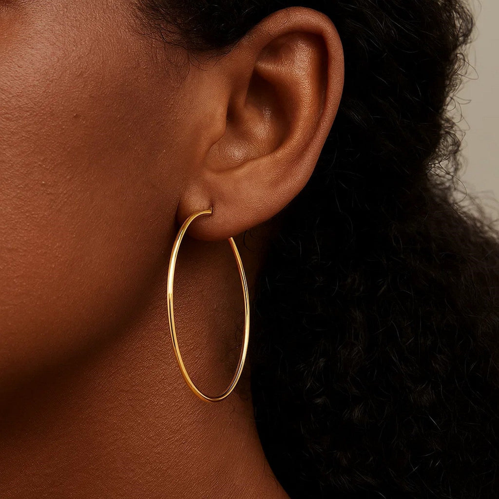 14k Yellow Gold Polished Hoop Earrings (1.5x45mm)