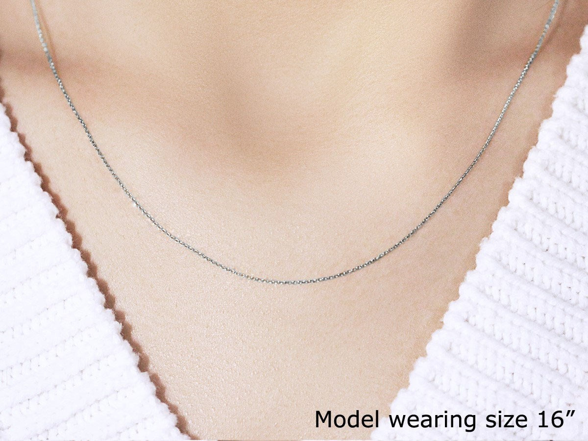 14k White Gold Cable Link Chain (0.50 mm)