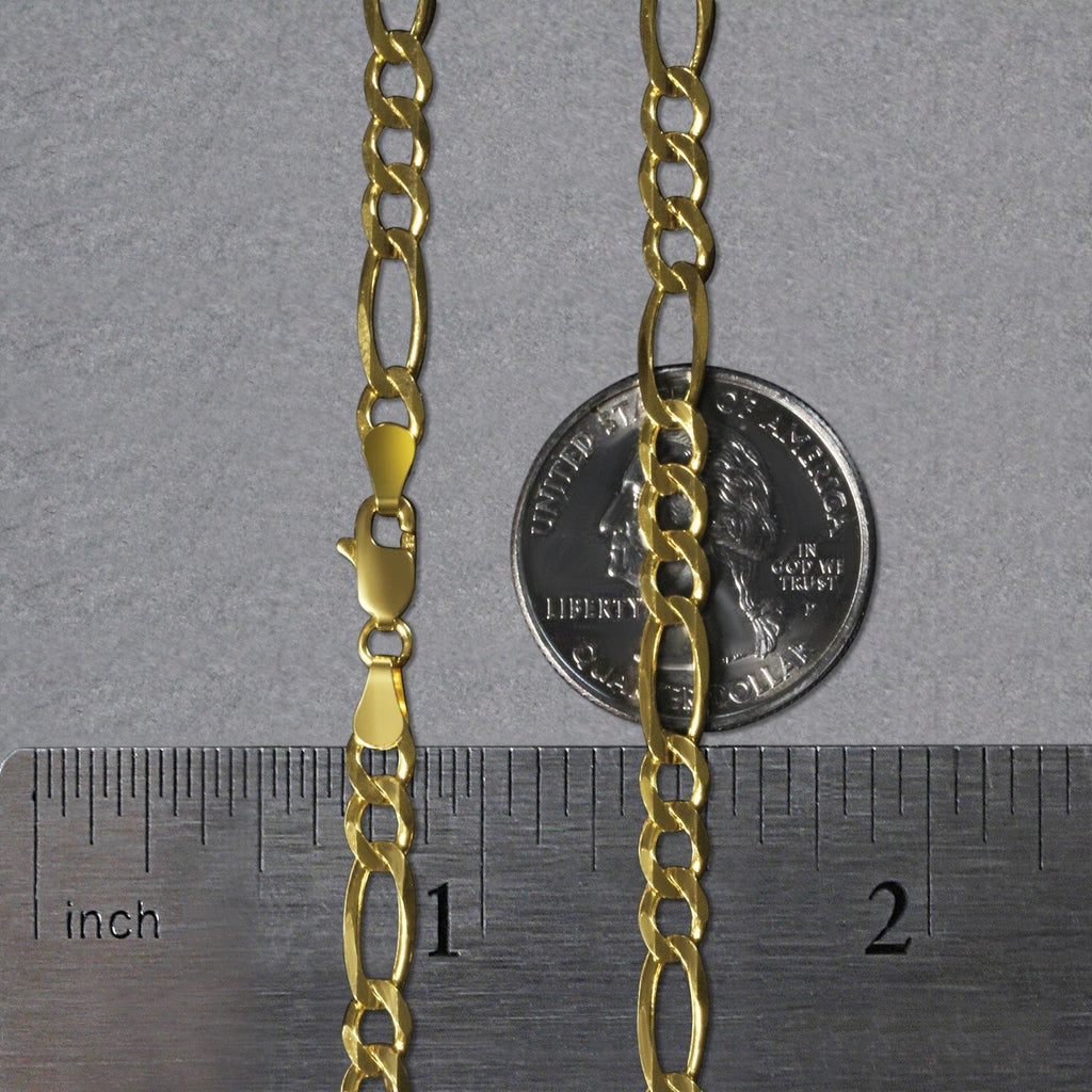 14k Yellow Gold Solid Figaro Chain (4.50 mm)