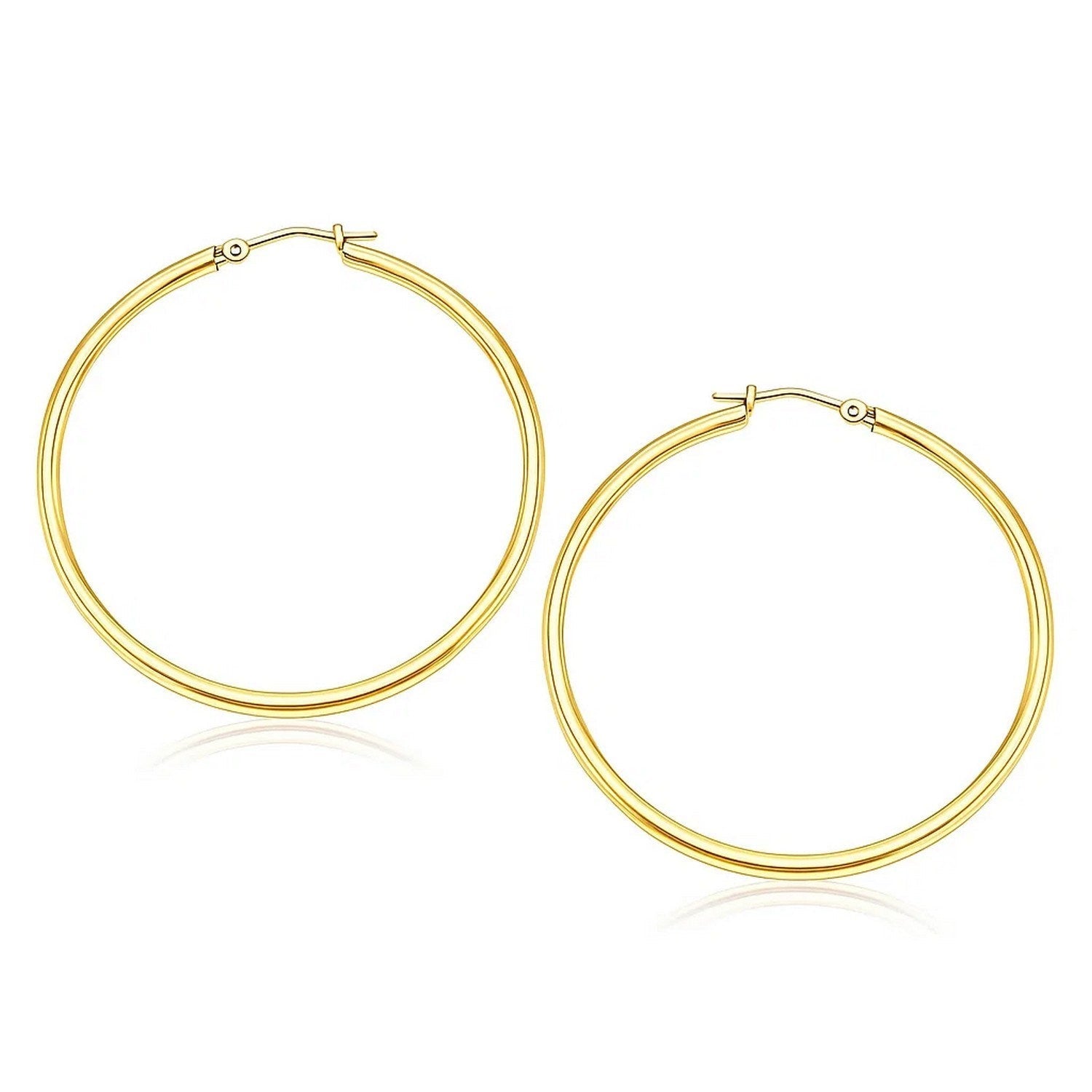 14k Yellow Gold Polished Hoop Earrings (2x40mm)