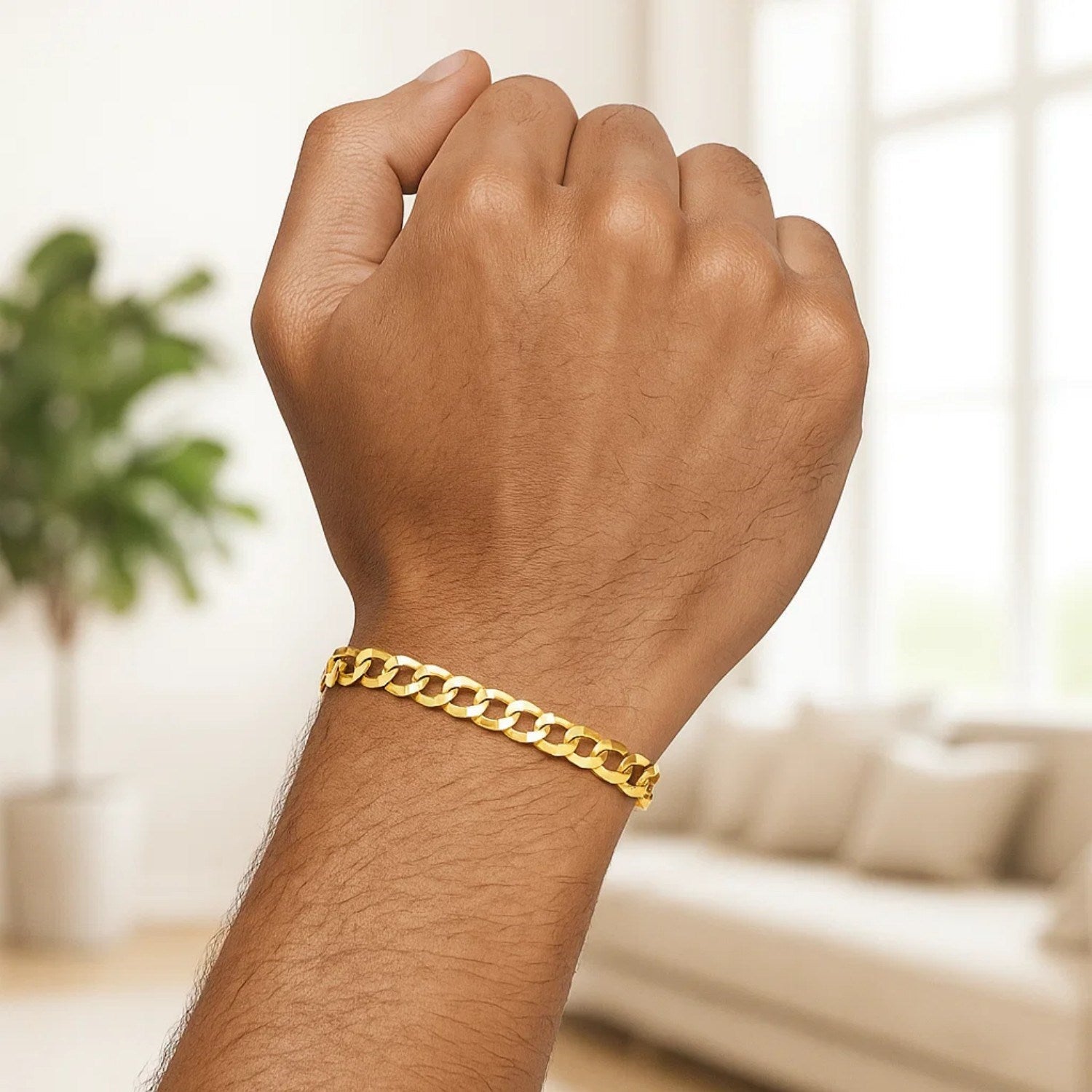 14k Yellow Gold Solid Curb Bracelet (5.70 mm)