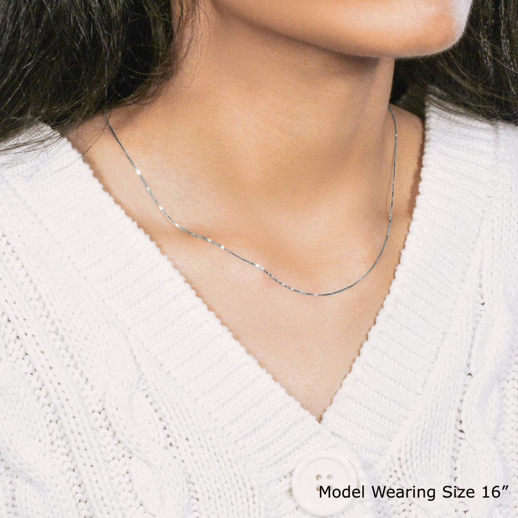 14k White Gold Classic Box Chain (0.45 mm)