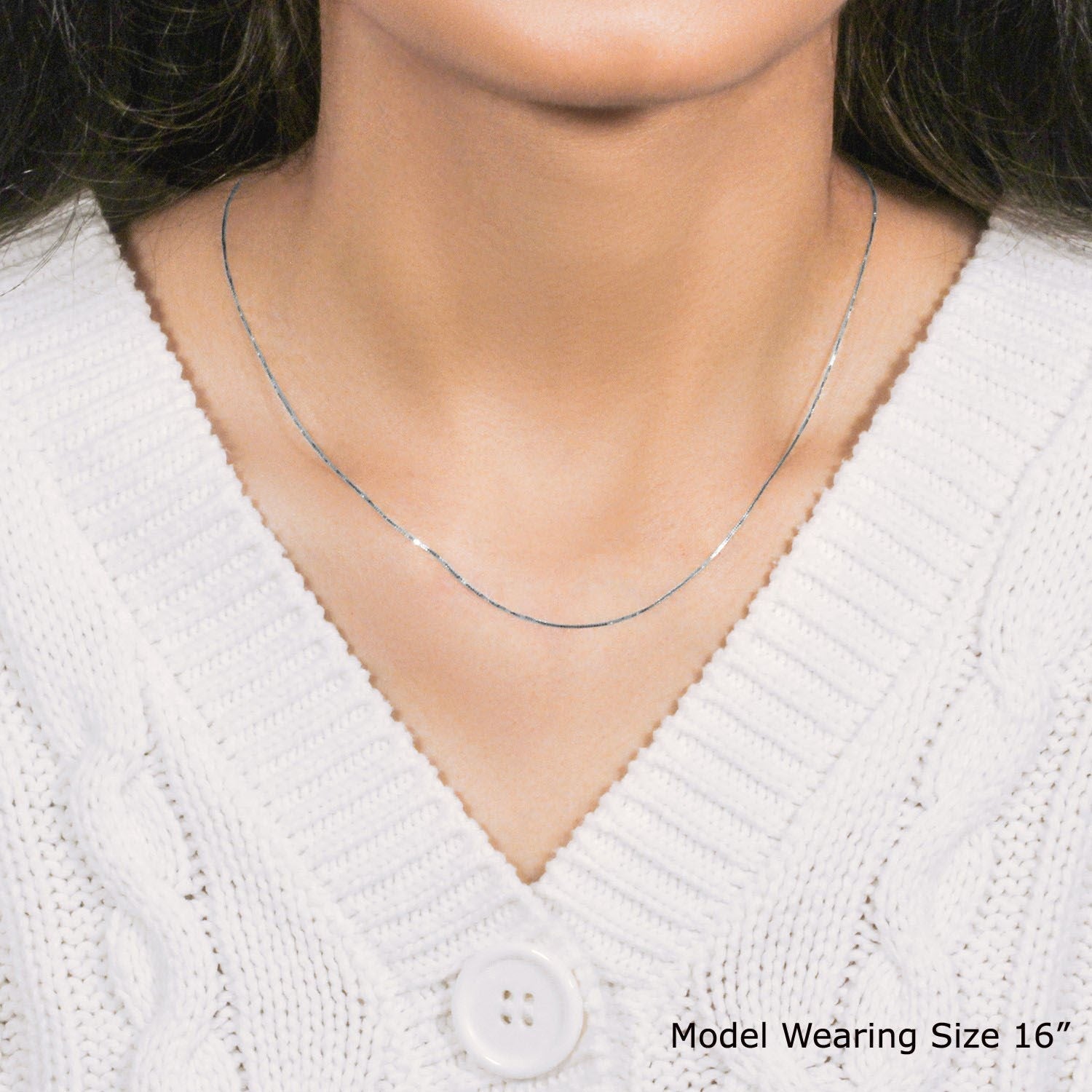 14k White Gold Classic Box Chain (0.45 mm)