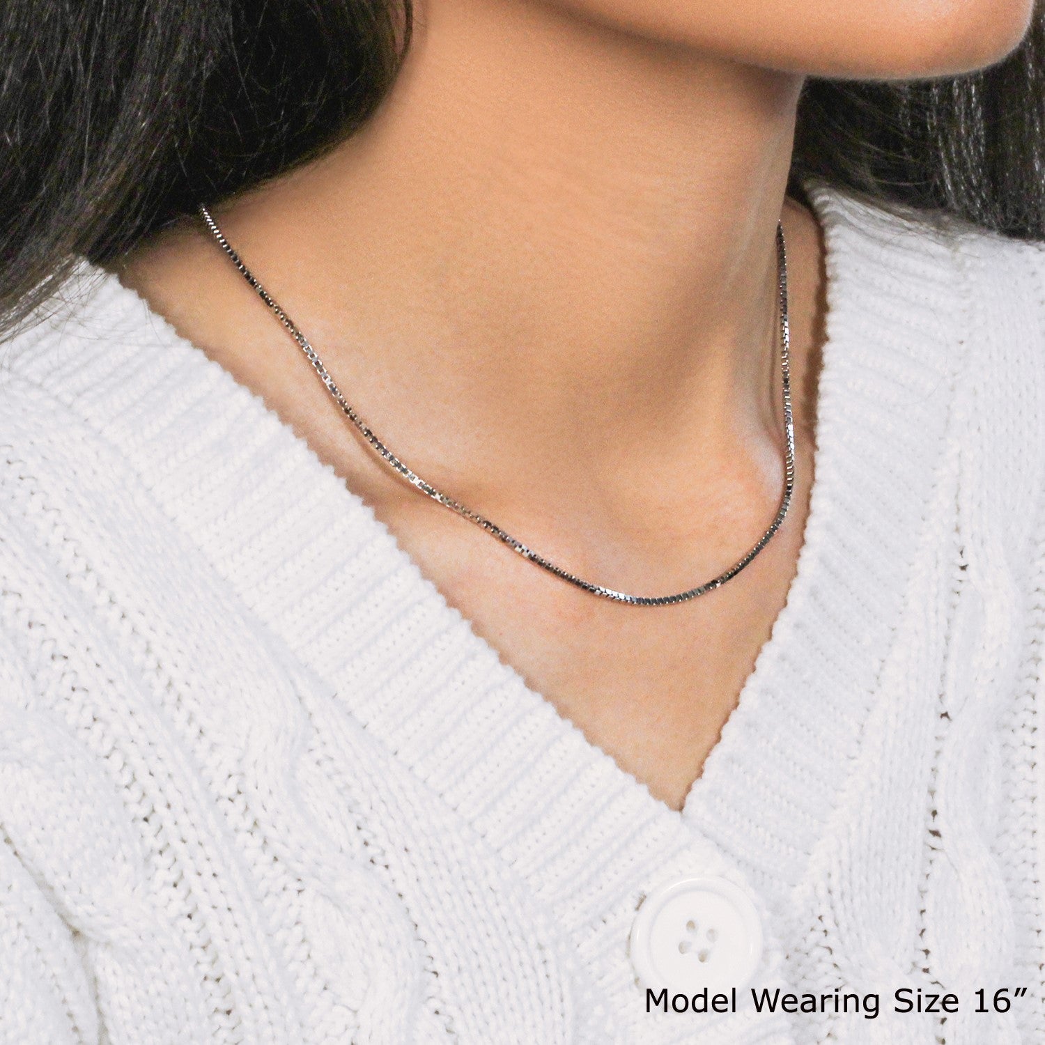 14k White Gold Classic Box Chain (1.4 mm)