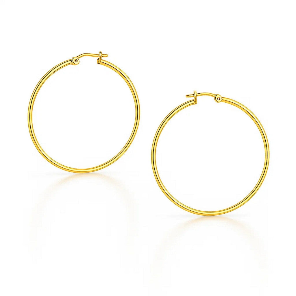 14k Yellow Gold Polished Hoop Earrings (3x25mm)