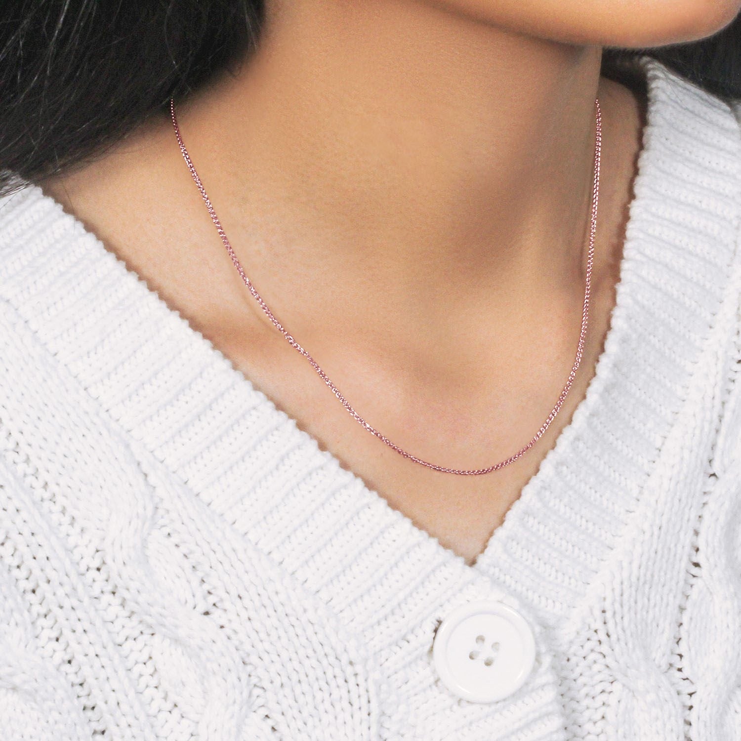 14k Rose Gold Diamond Cut Round Wheat Chain (1.20 mm)