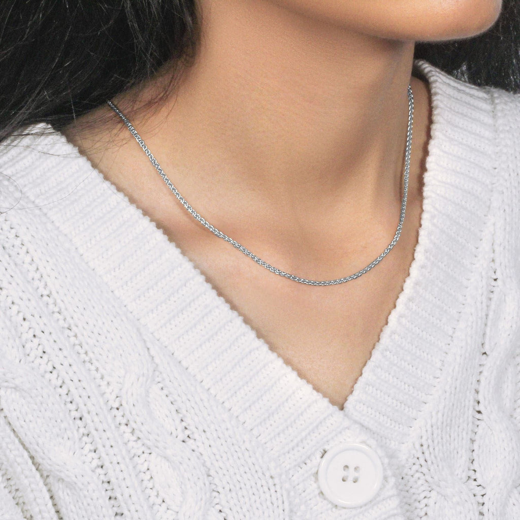 14k White Gold Round Wheat Chain (2.1 mm)