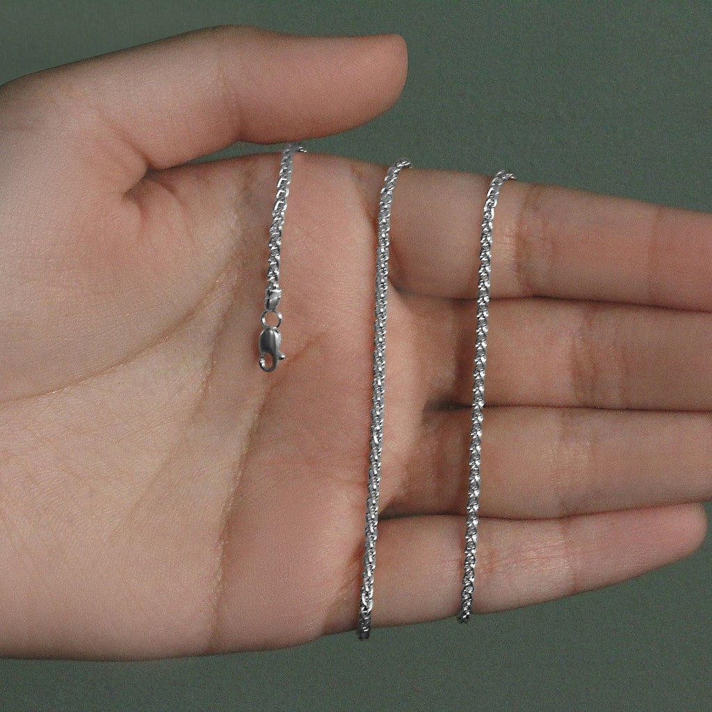 14k White Gold Round Wheat Chain (2.1 mm)