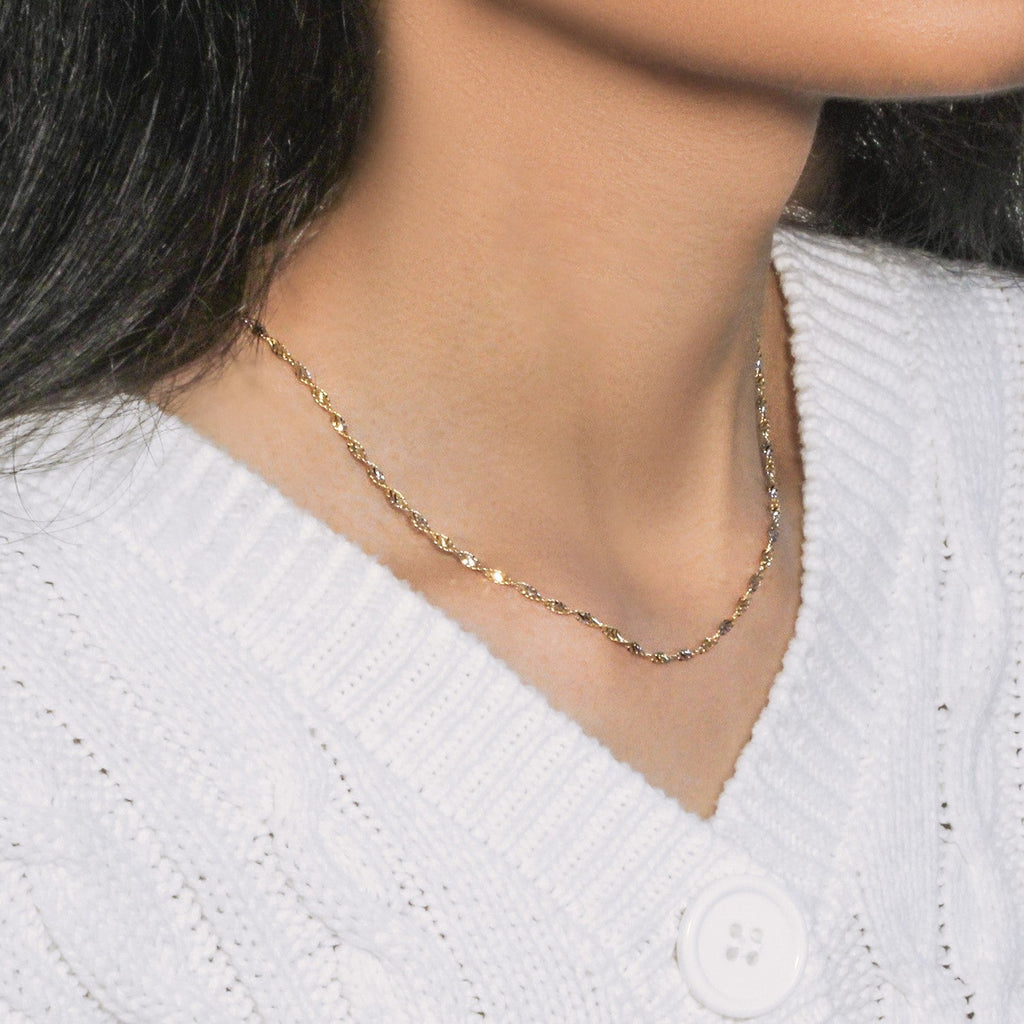 14k Two-Tone Gold Singapore Chain (2.50 mm)