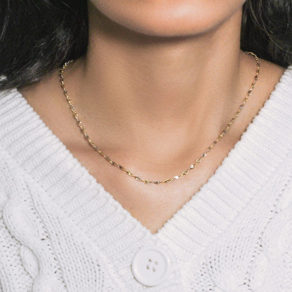 14k Two-Tone Gold Singapore Chain (2.50 mm)