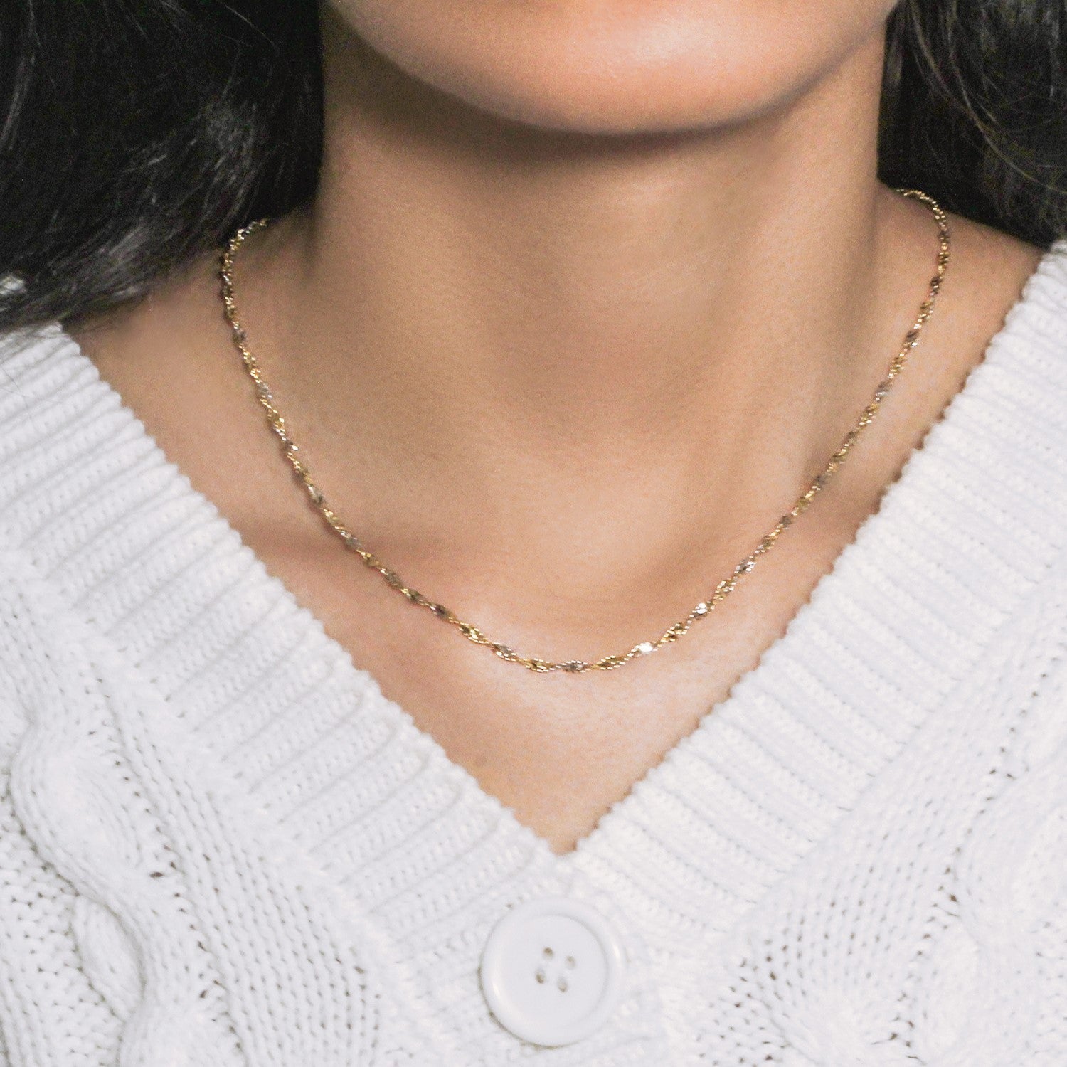 14k Two-Tone Gold Singapore Chain (2.50 mm)