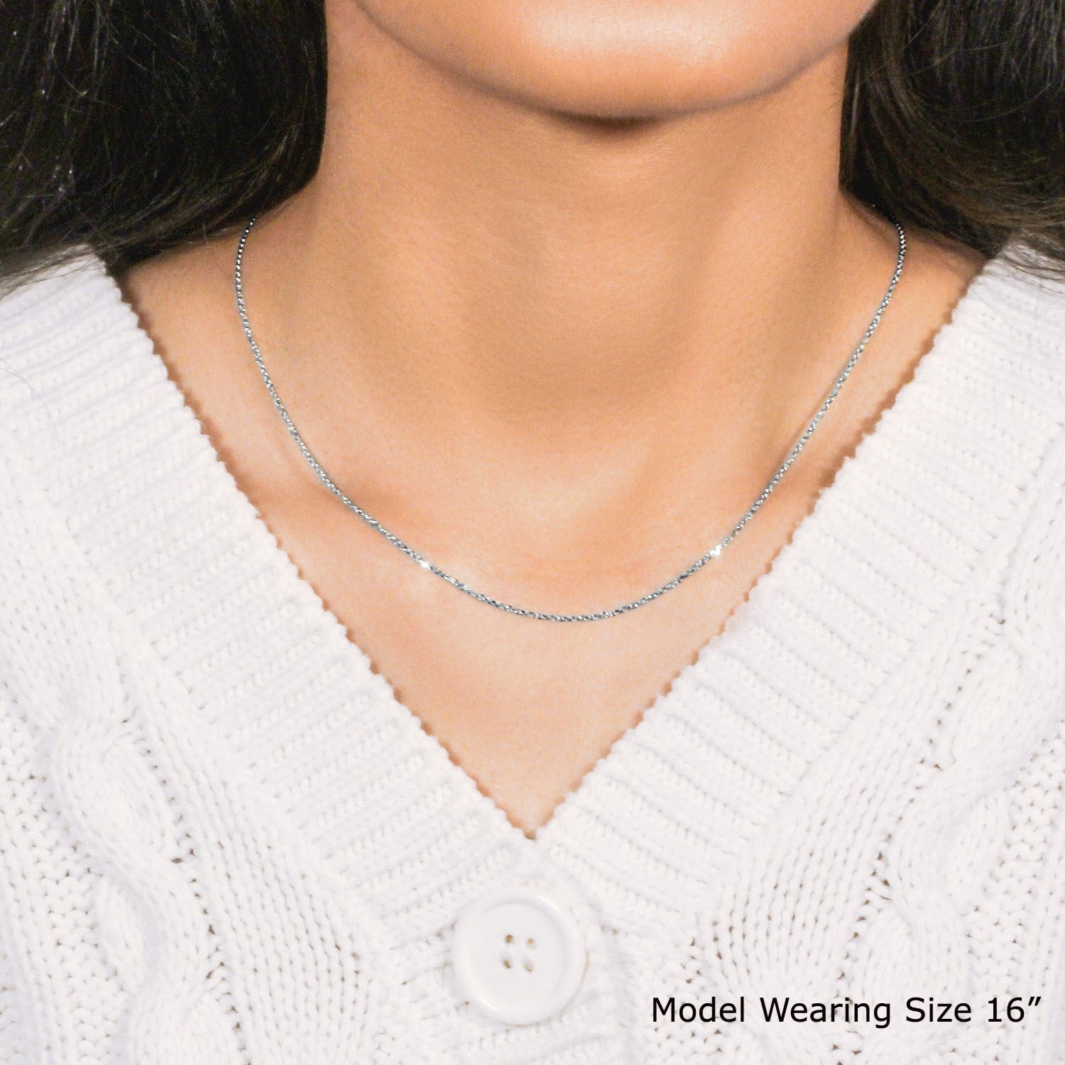 14k White Gold Diamond Cut Cable Link Chain (1.10 mm)