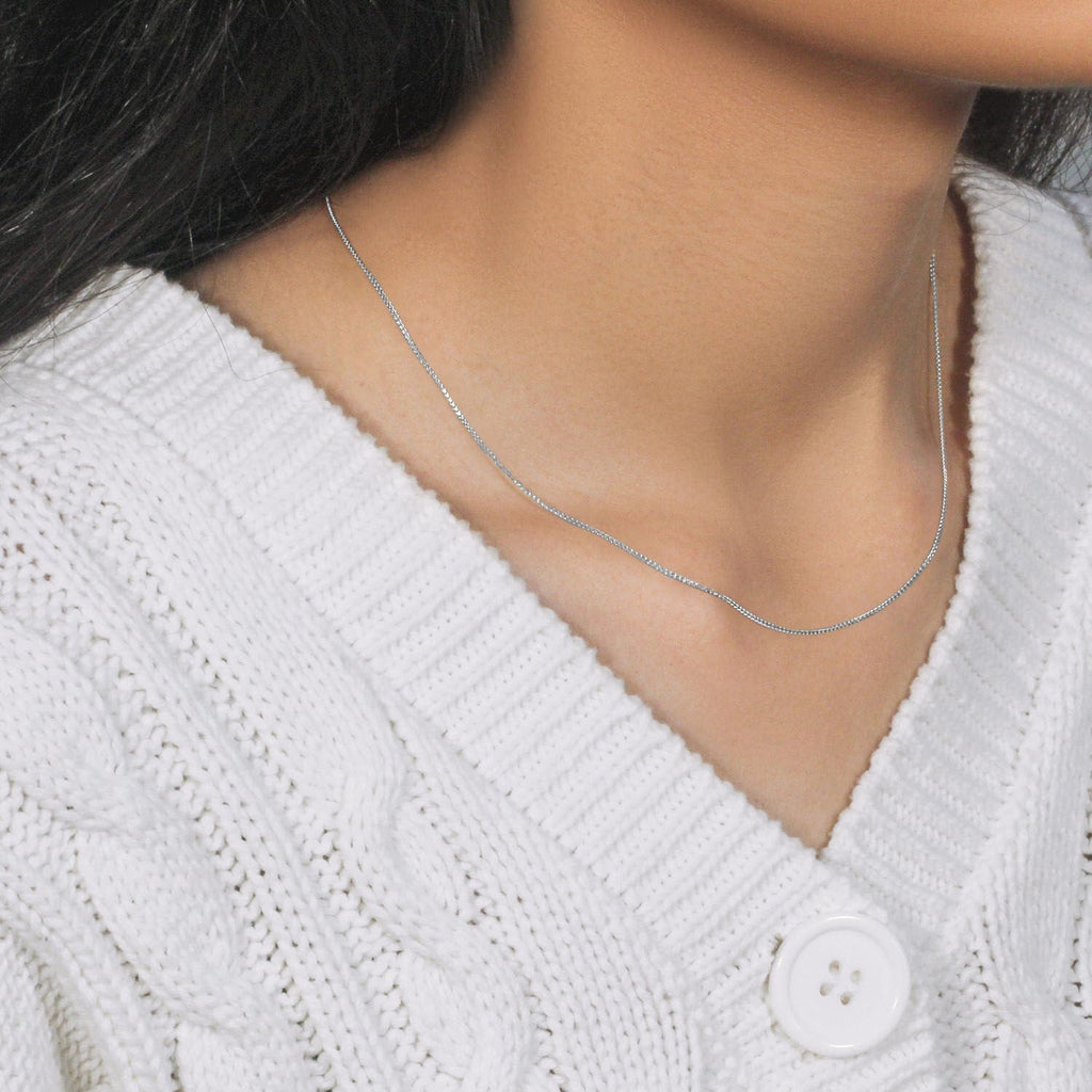 14k White Gold Diamond Cut Round Wheat Chain (0.60 mm)