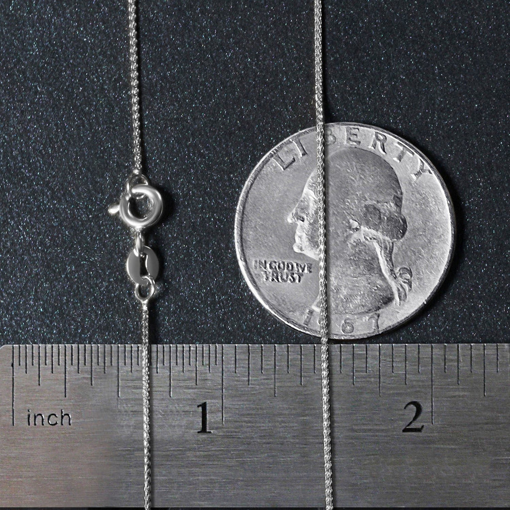 14k White Gold Diamond Cut Round Wheat Chain (0.60 mm)