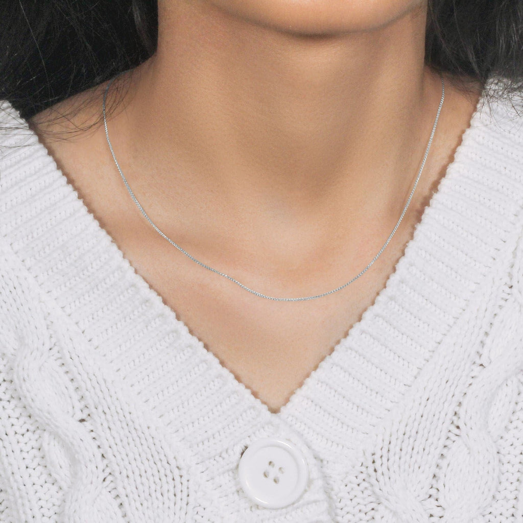 14k White Gold Diamond Cut Round Wheat Chain (0.60 mm)