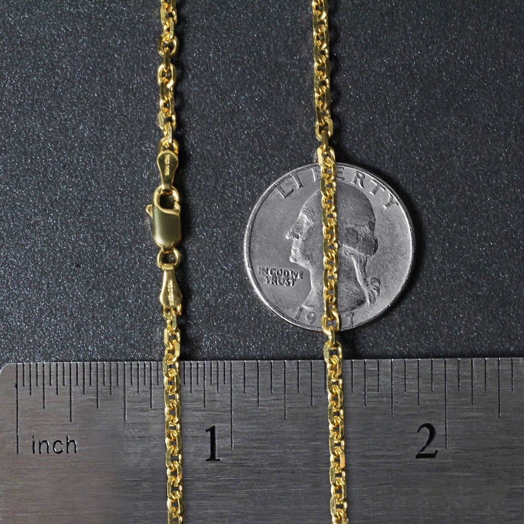 14k Yellow Gold Diamond Cut Cable Link Chain (3.0 mm)