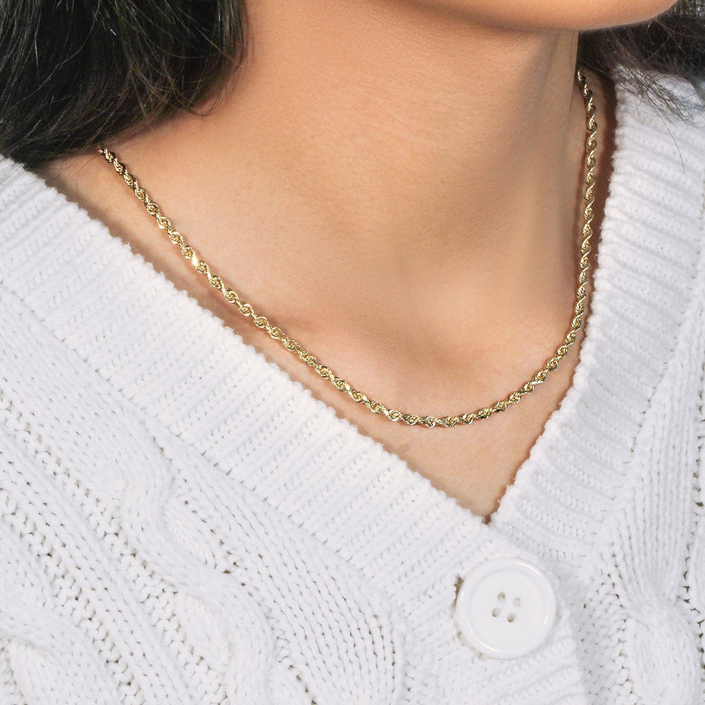 14k Yellow Gold Solid Diamond Cut Rope Chain (3.00 mm)