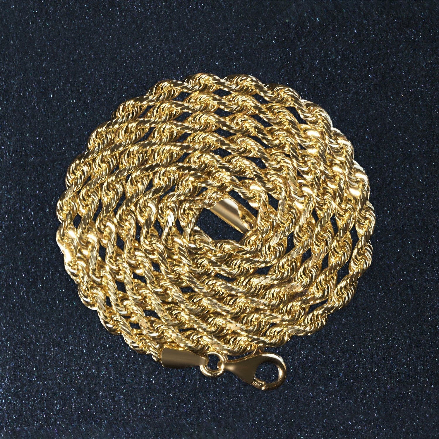 14k Yellow Gold Solid Diamond Cut Rope Chain (3.00 mm)