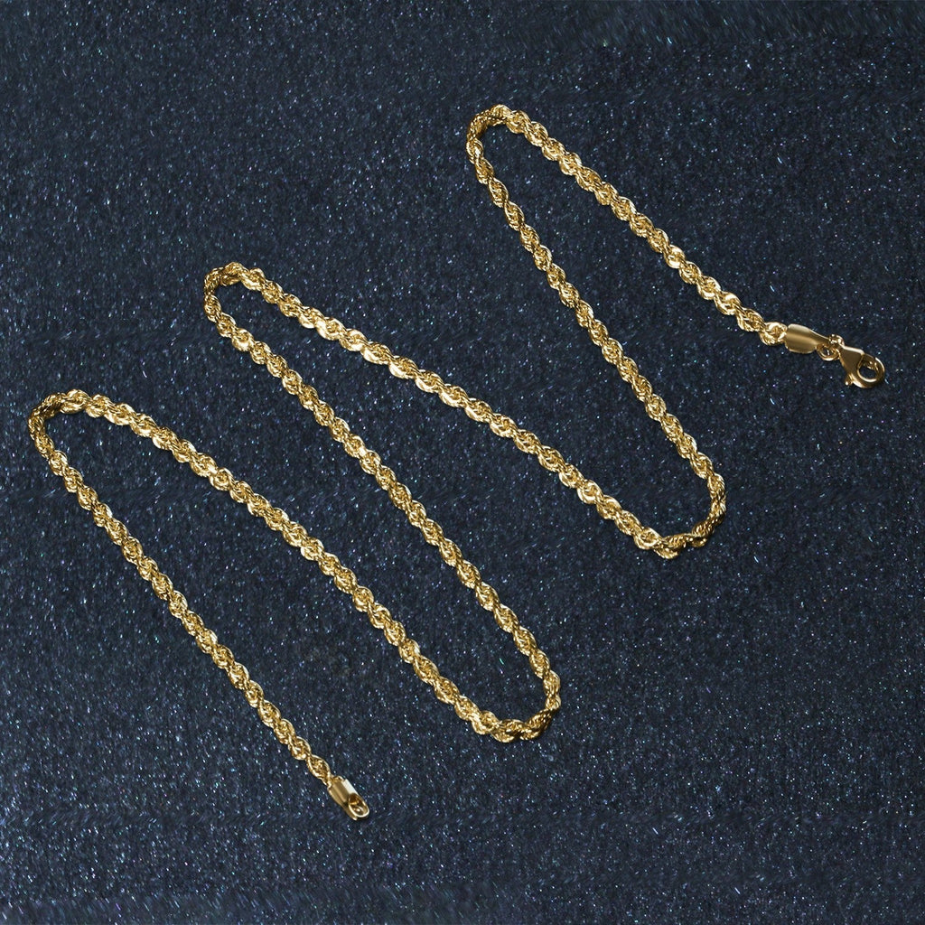 10k Yellow Gold Solid Diamond Cut Rope Chain (2.50 mm)