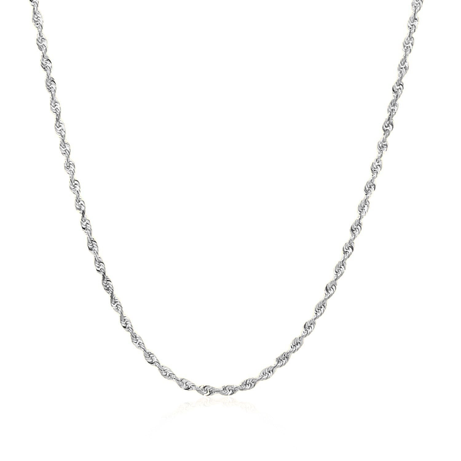14k White Gold Solid Diamond Cut Rope Chain (1.60 mm)