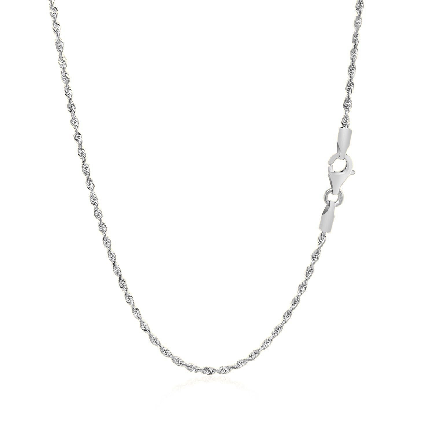 14k White Gold Solid Diamond Cut Rope Chain (1.60 mm)