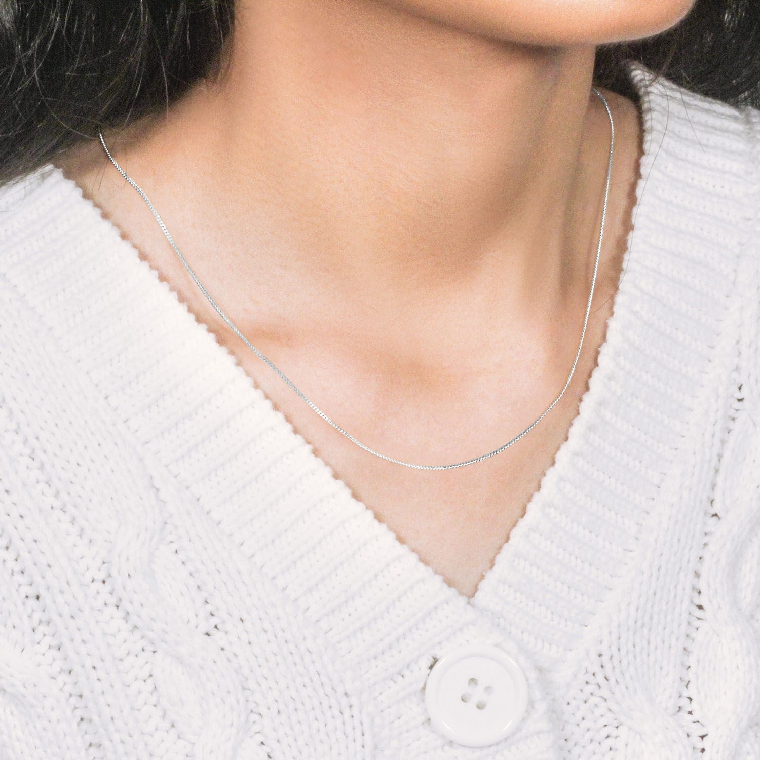 14k White Gold Gourmette Chain 1.0mm (1.00 mm)