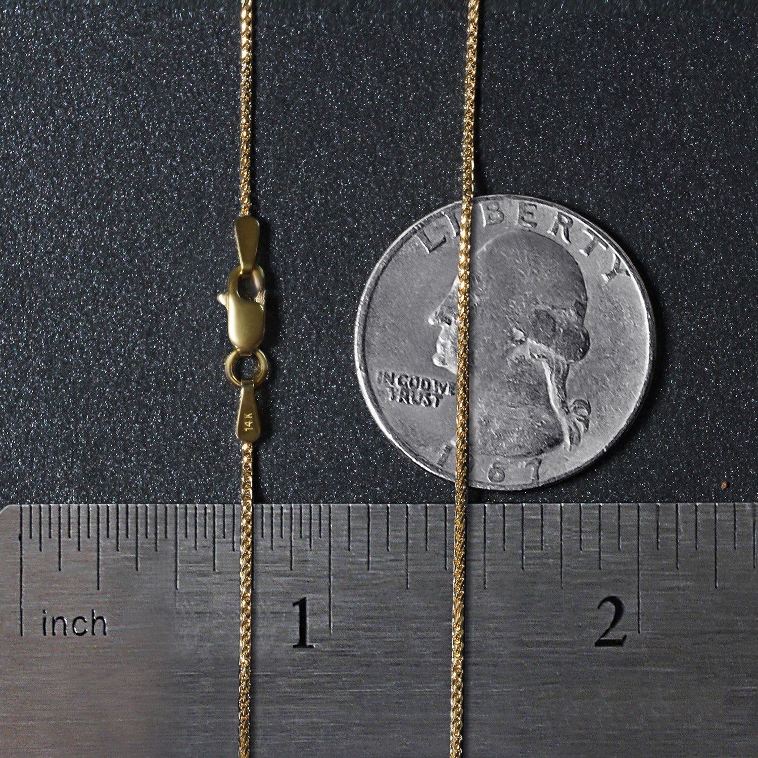 14k Yellow Gold Diamond Cut Round Wheat Chain (1.00 mm)