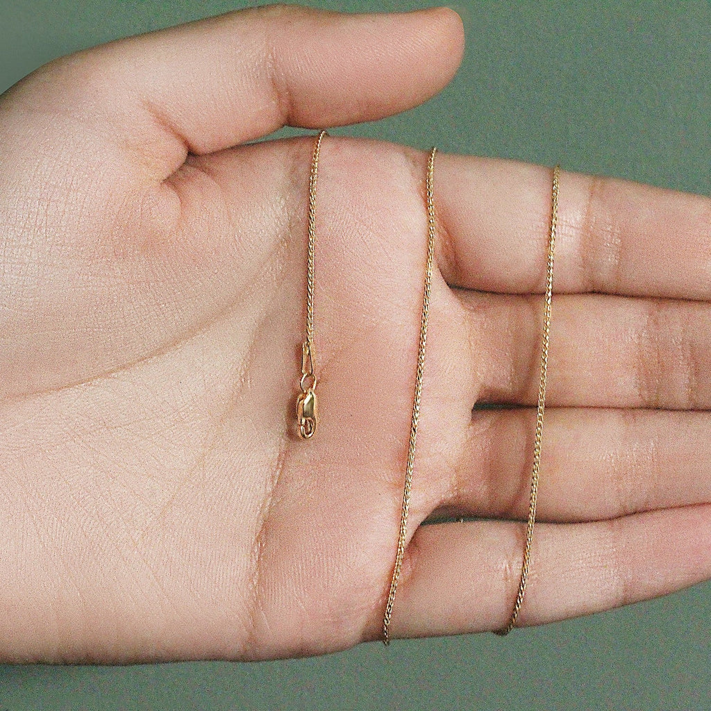 14k Yellow Gold Diamond Cut Round Wheat Chain (1.00 mm)