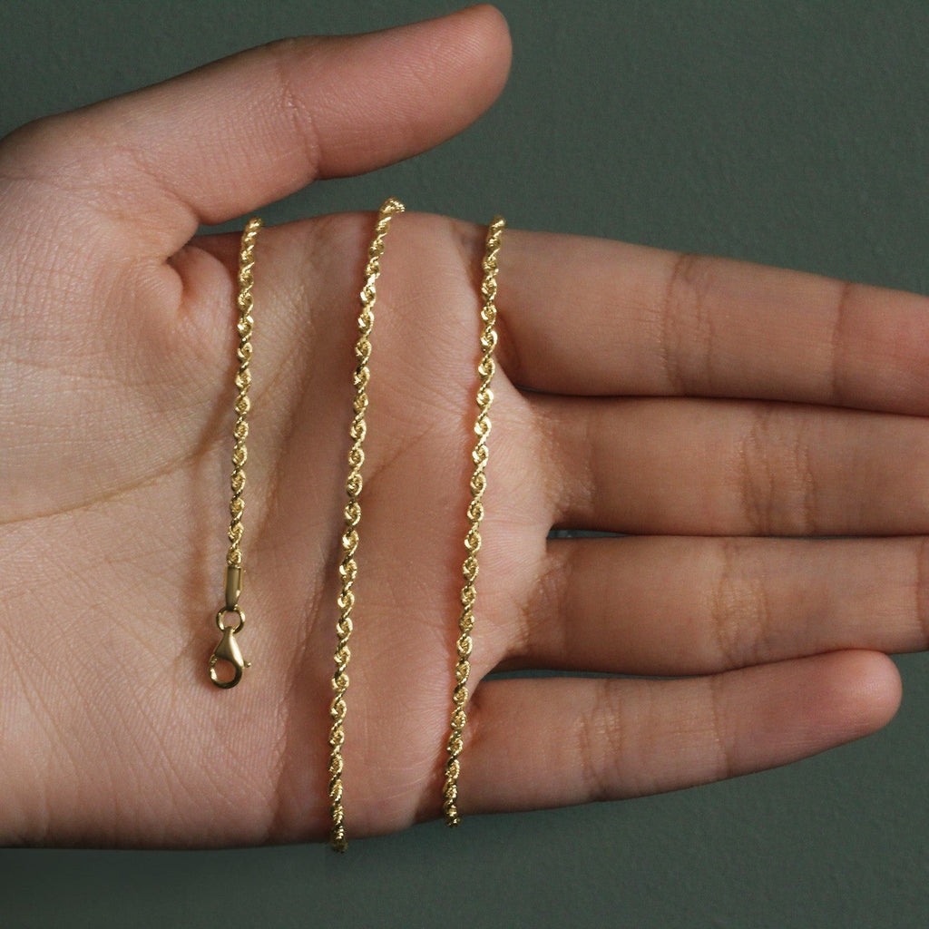 10k Yellow Gold Solid Diamond Cut Rope Chain (2.00 mm)