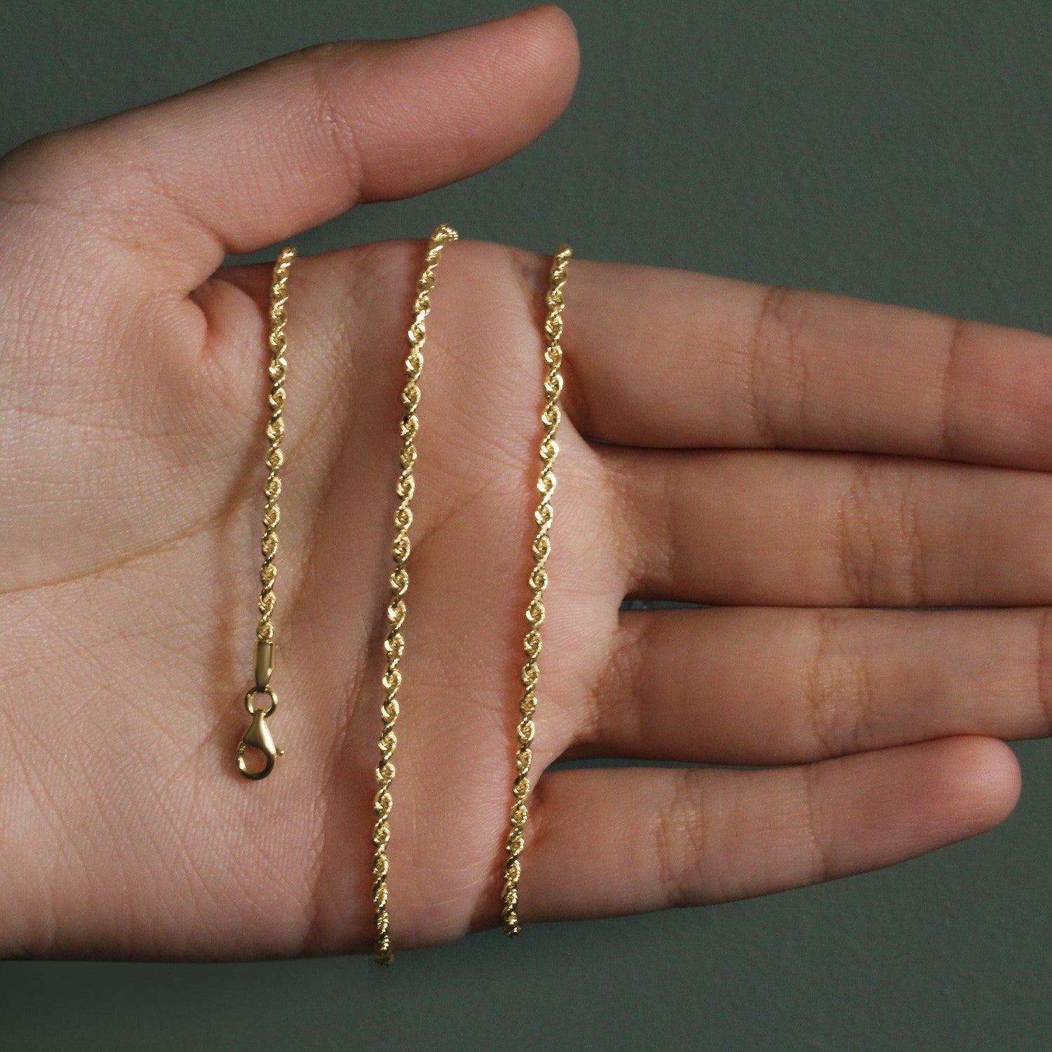 10k Yellow Gold Solid Diamond Cut Rope Chain (2.00 mm)