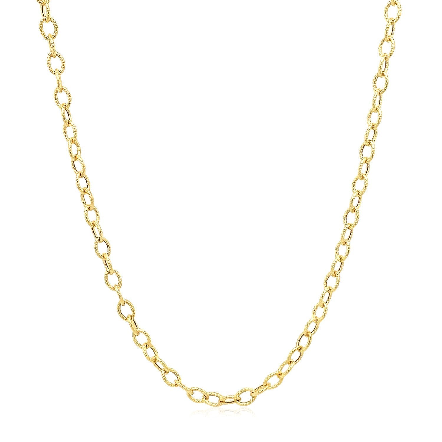 14k Yellow Gold Pendant Chain with Textured Links (2.50 mm)