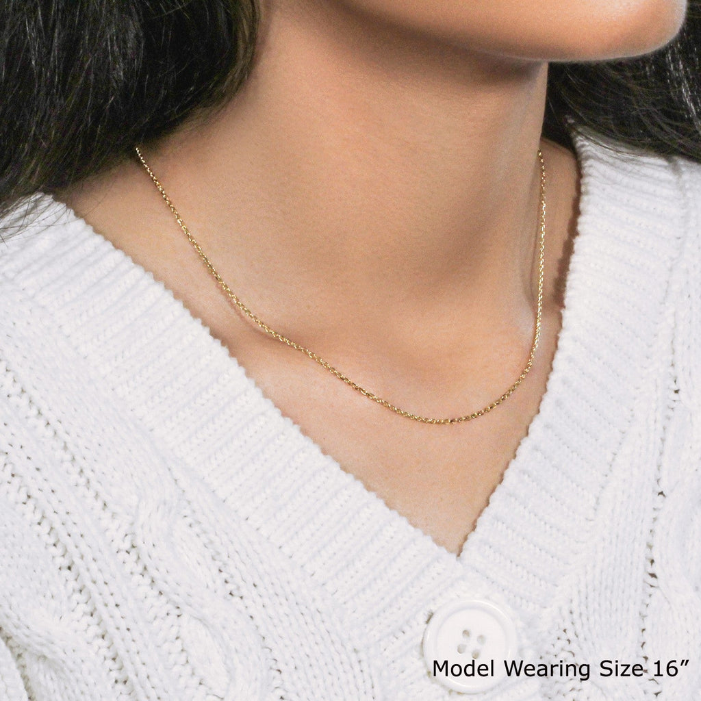 14k Yellow Gold Diamond Cut Cable Link Chain (1.30 mm)