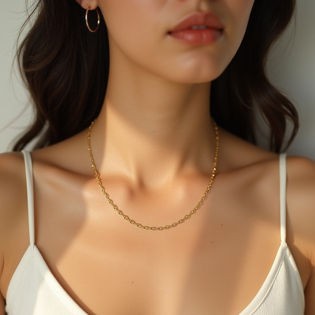 14k Yellow Gold Diamond Cut Cable Link Chain (1.30 mm)