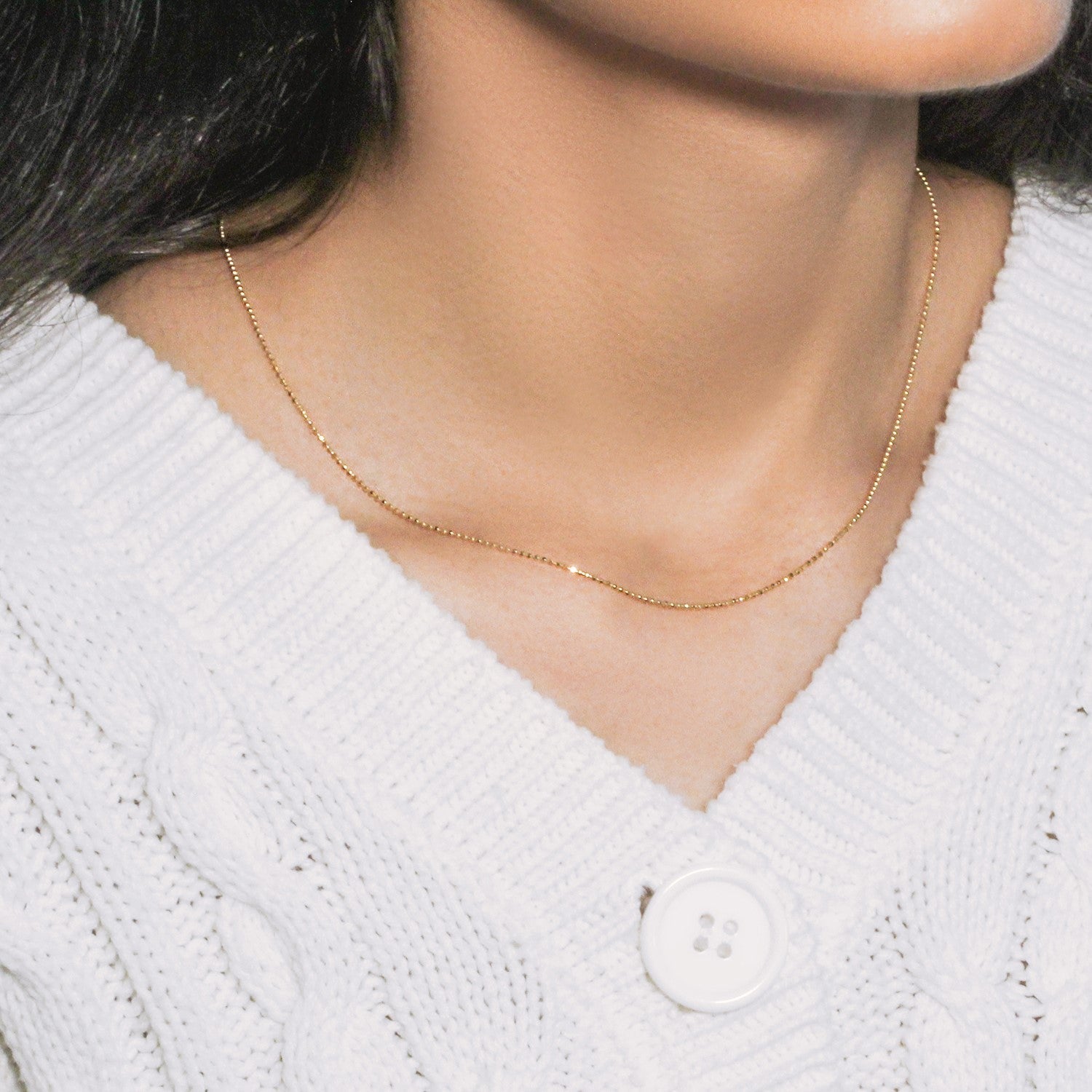 14k Yellow Gold Diamond-Cut Bead Chain (0.90 mm)