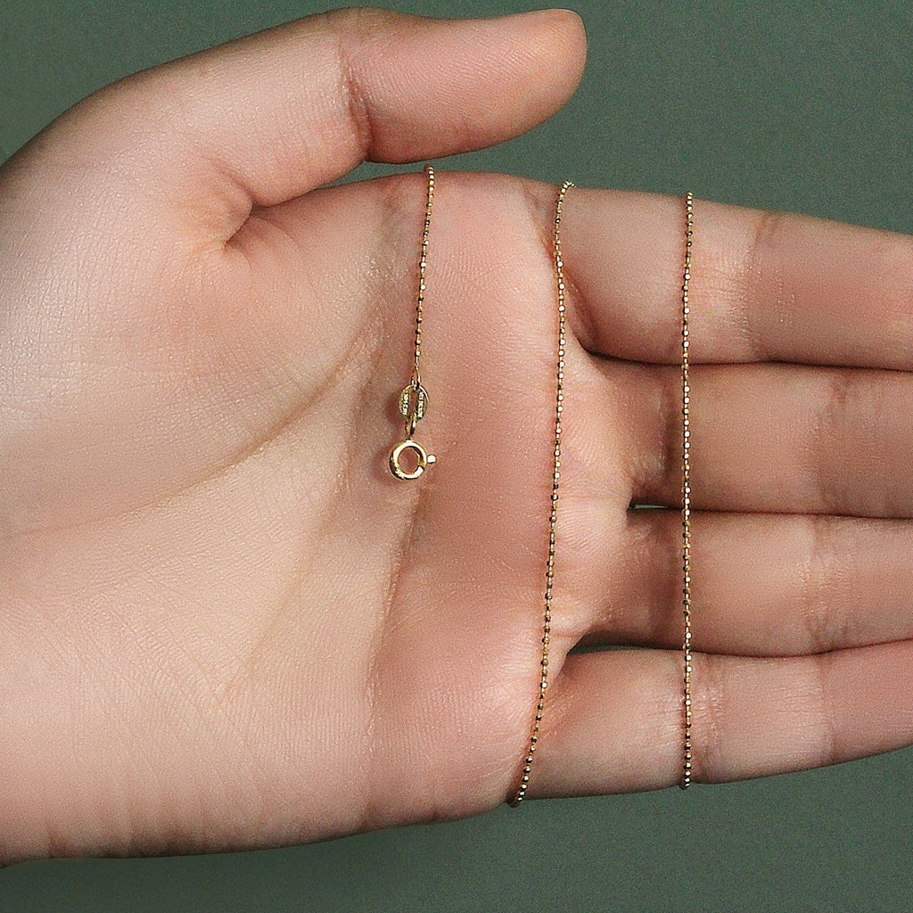 14k Yellow Gold Diamond-Cut Bead Chain (0.90 mm)