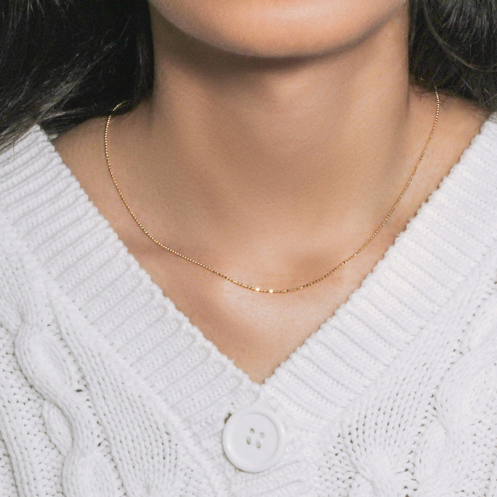 14k Yellow Gold Diamond-Cut Bead Chain (0.90 mm)