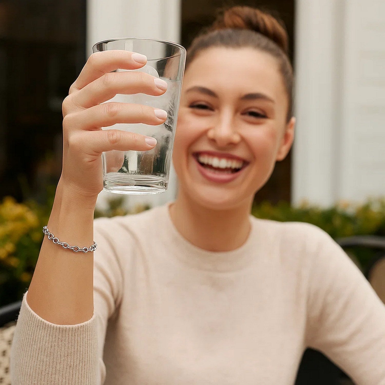 14k White Gold Oval Rolo Bracelet  (4.60 mm)