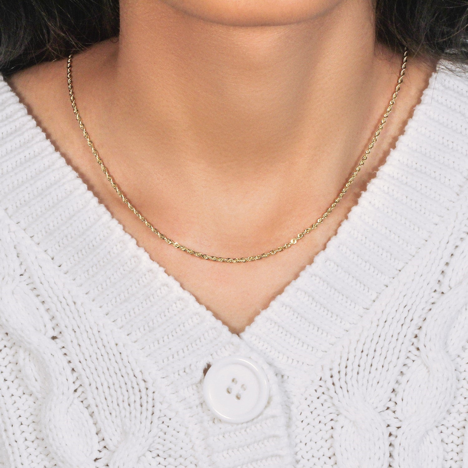 10k Yellow Gold Solid Diamond Cut Rope Chain (1.80 mm)