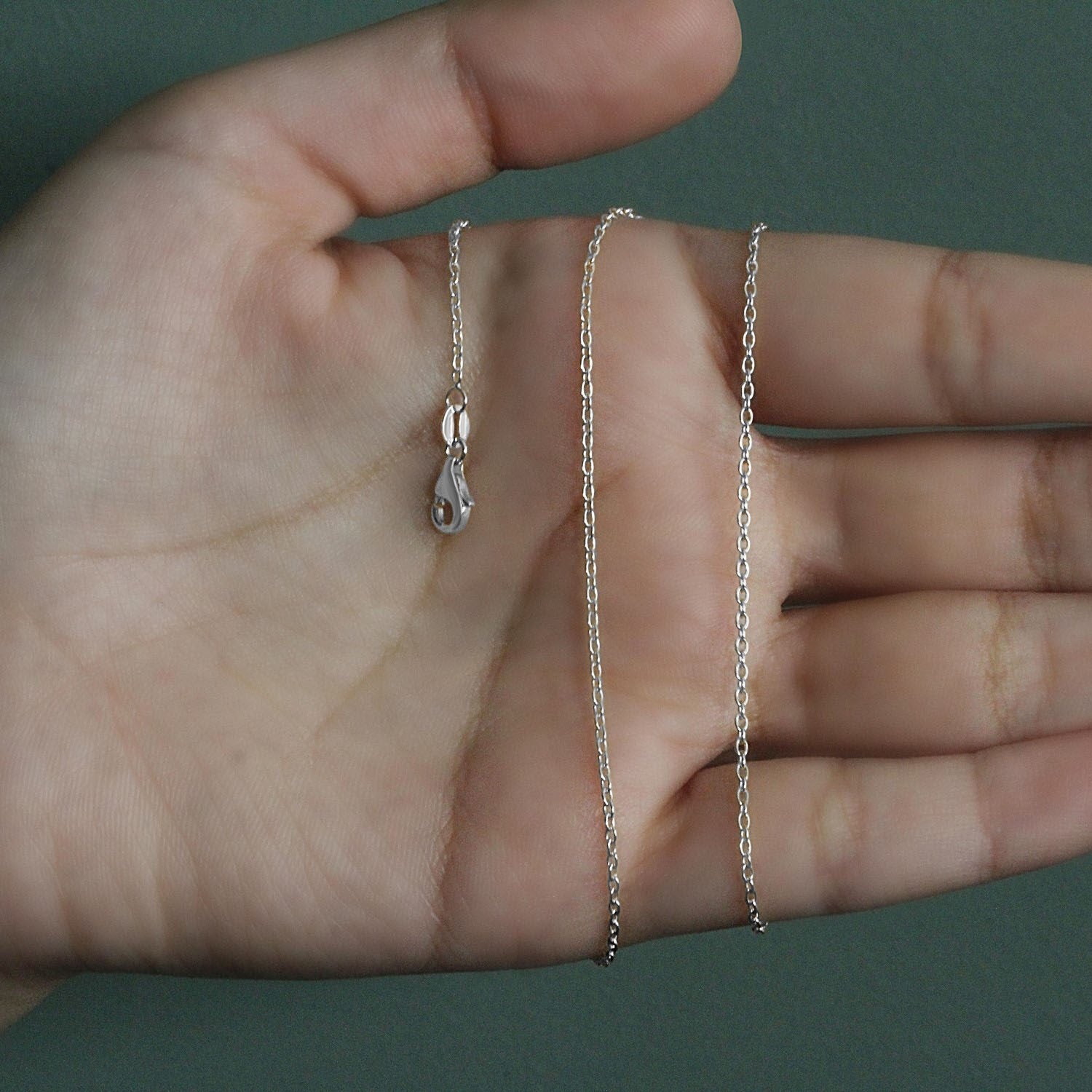 14k White Gold Round Cable Link Chain (1.50 mm)