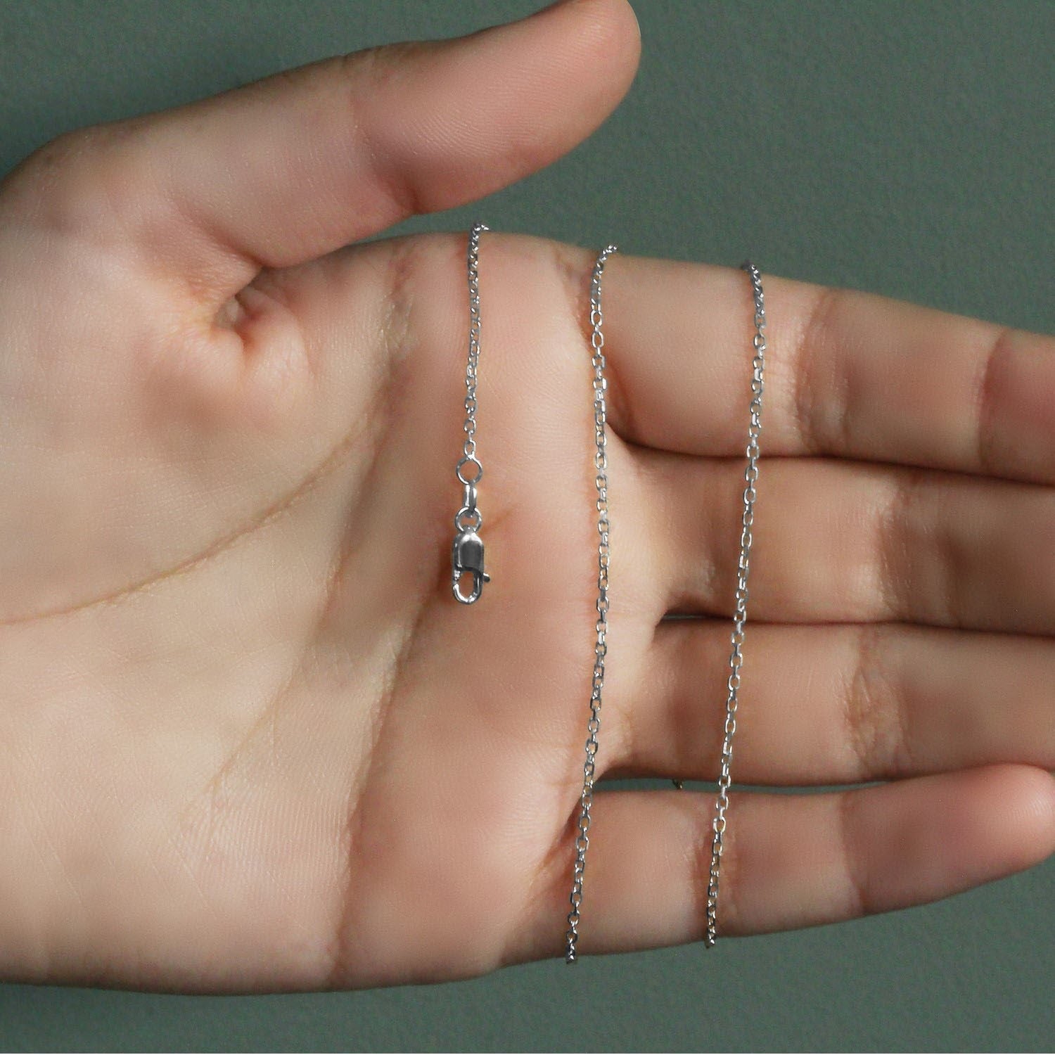 14k White Gold Diamond Cut Cable Link Chain (1.30 mm)