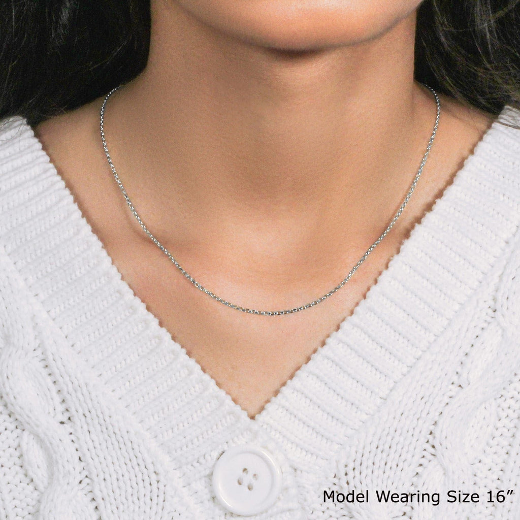 14k White Gold Diamond Cut Cable Link Chain (1.30 mm)