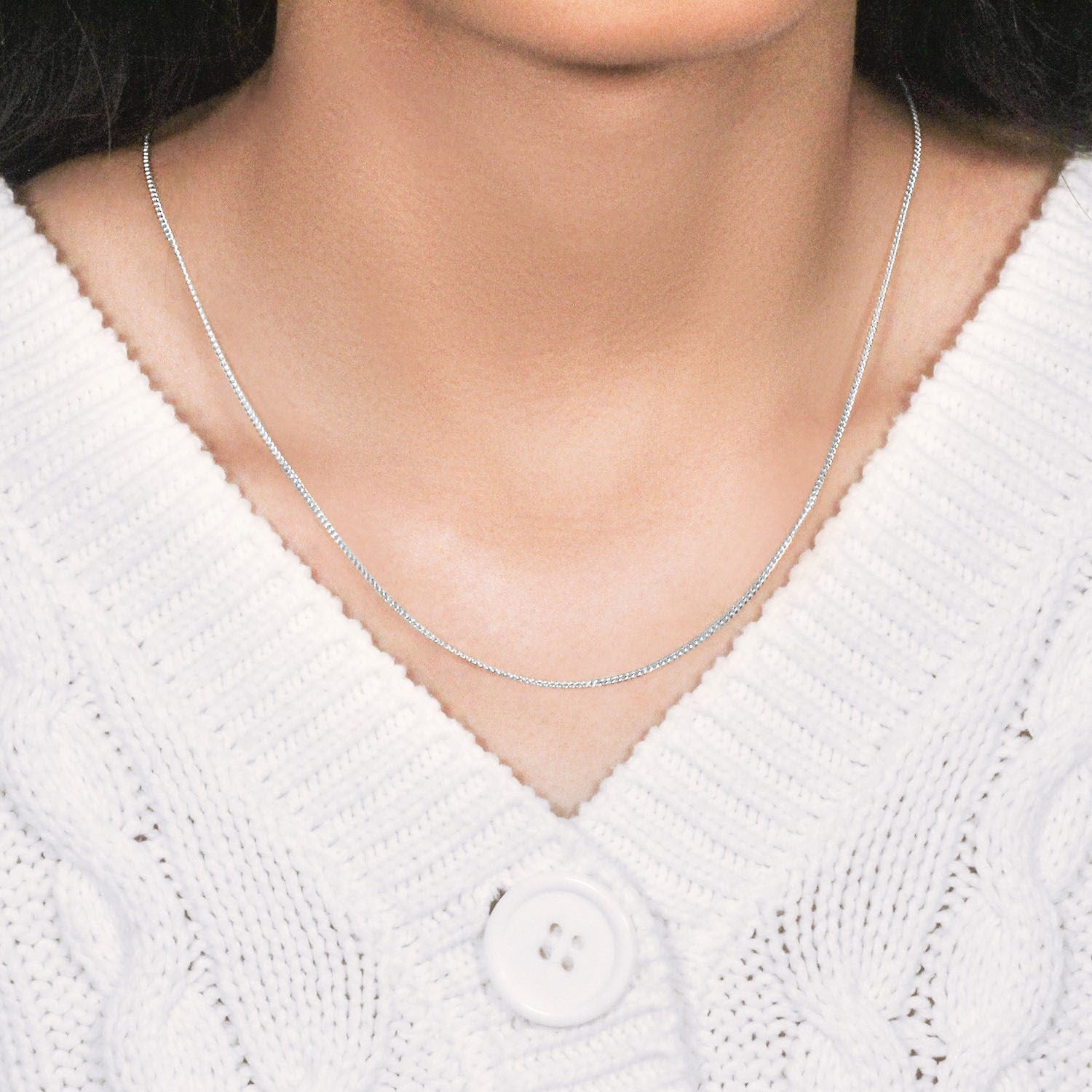 14k White Gold Gourmette Chain (1.40 mm)