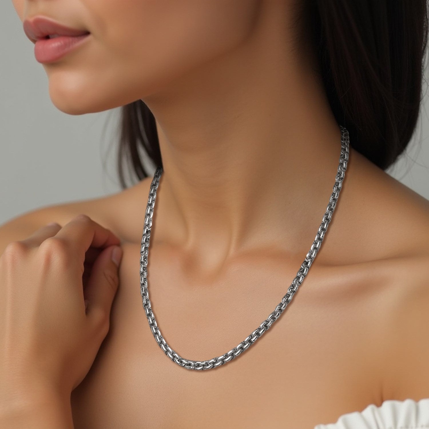 14k White Gold Round Box Chain (1.3 mm)