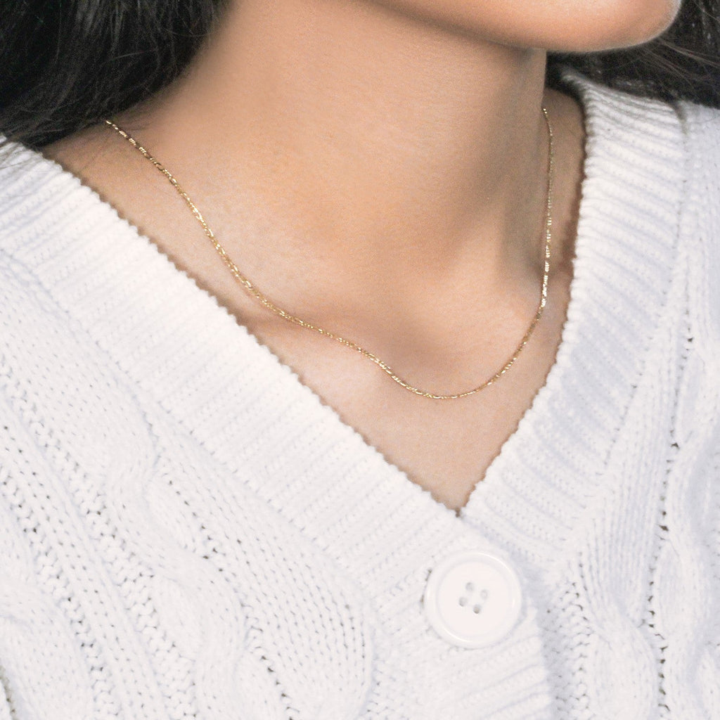 14k Yellow Gold Solid Figaro Chain (1.30 mm)