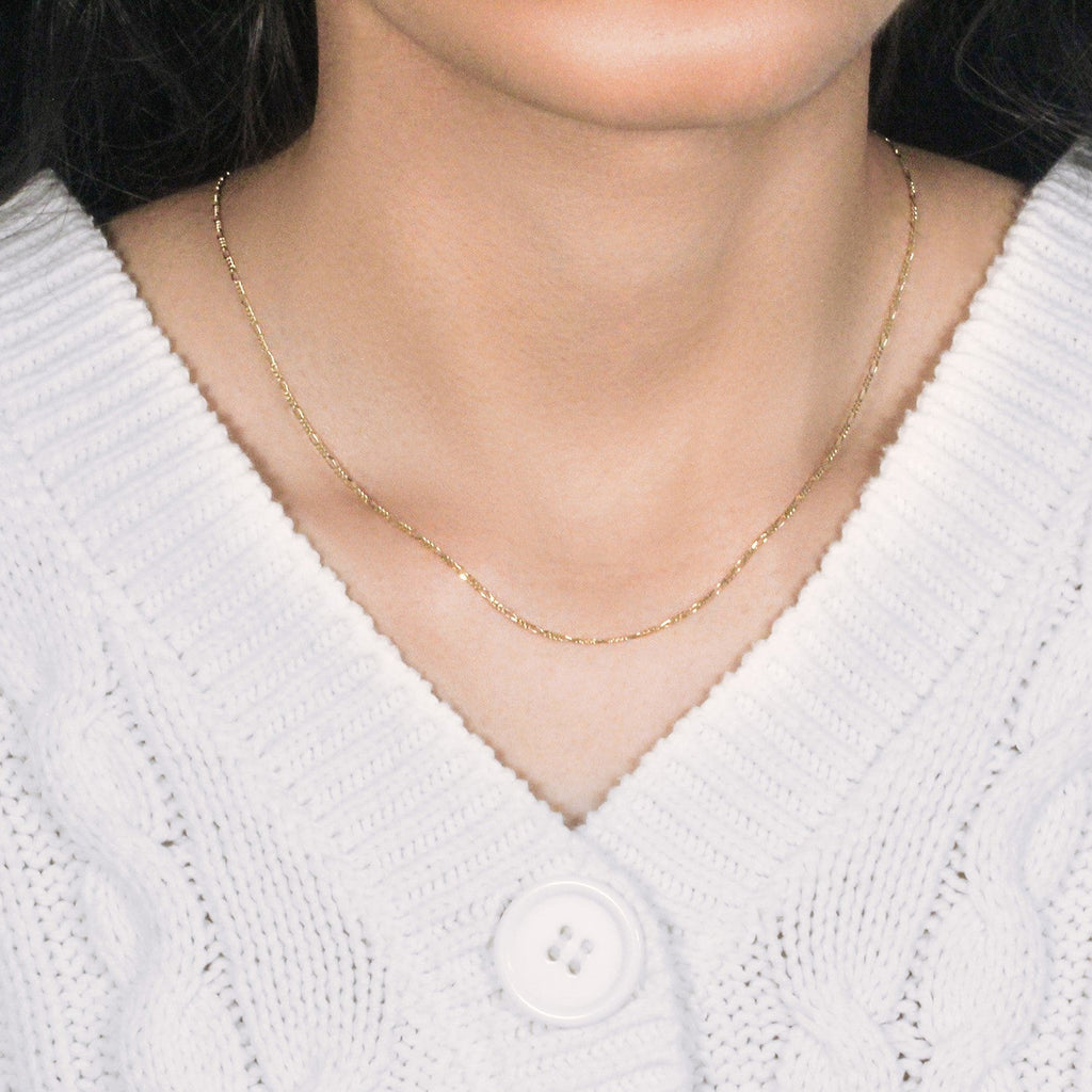 14k Yellow Gold Solid Figaro Chain (1.30 mm)